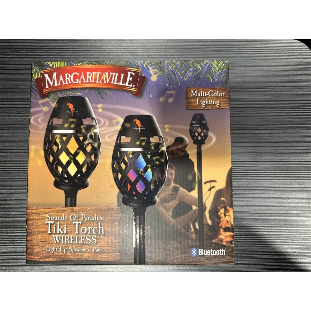 Margaritaville Tiki Torch Bluetooth Light-Up Speaker 2 Pack MA112PK2-MGV